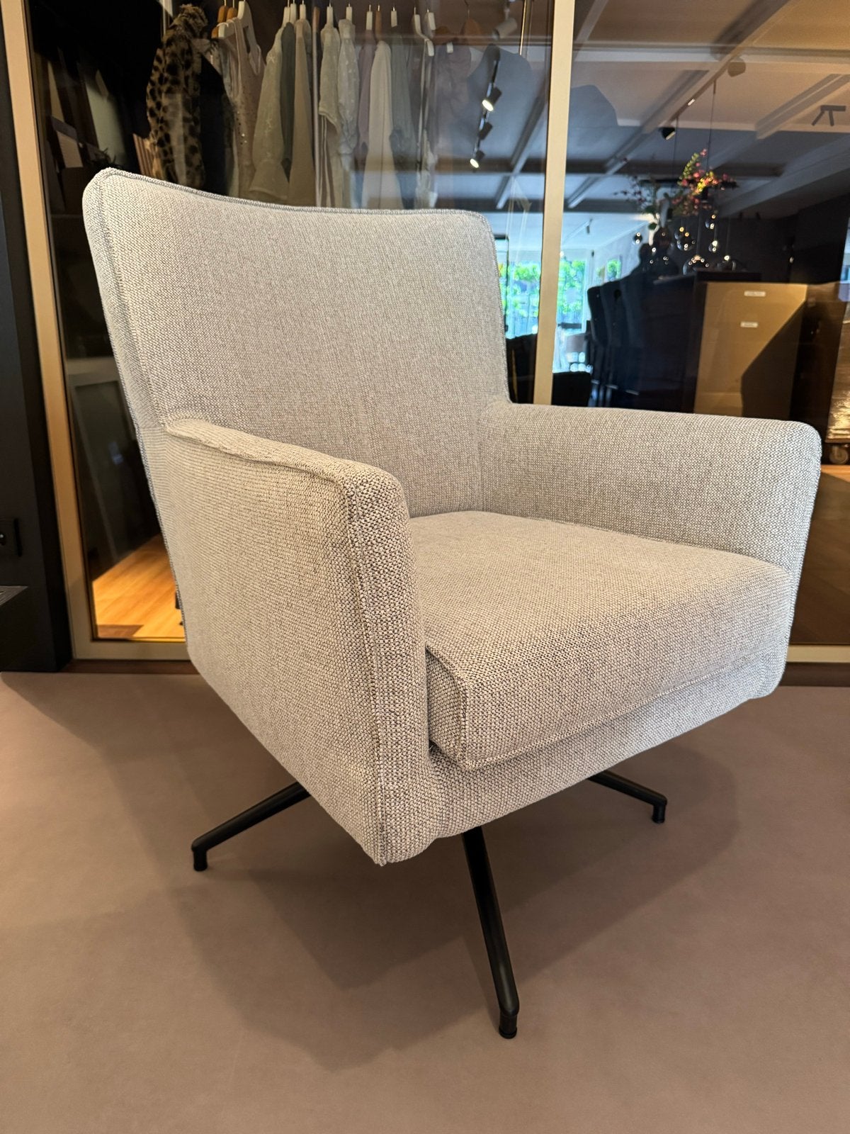 Set van 2 Comfortabele draaibare fauteuil - Stof - Grijs, Ophalen of Verzenden, Zo goed als nieuw, Stof, 75 tot 100 cm