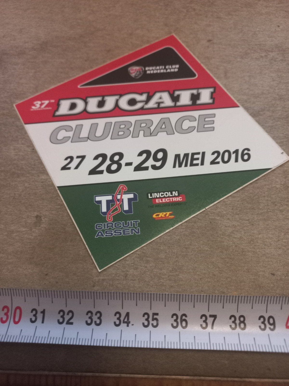 Ducati Clubrace 2016 Circuit Assen Sticker, Ophalen of Verzenden