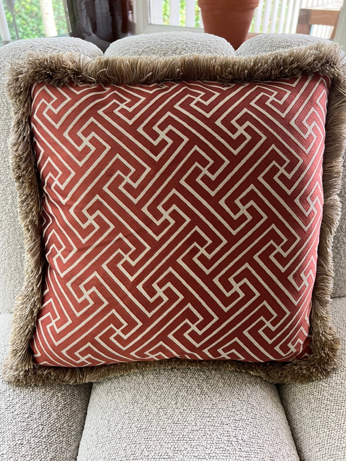 Sierkussen terra rood Nox studio interiors 45cm bij 45cm, Ophalen of Verzenden, Zo goed als nieuw, Rood, Vierkant