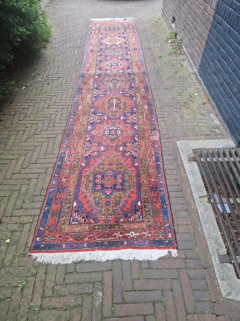 Perzisch handgeknoopt tapijt, loper, ca. 450 x 75 cm, Antiek en Kunst, Antiek | Kleden en Textiel, Ophalen of Verzenden