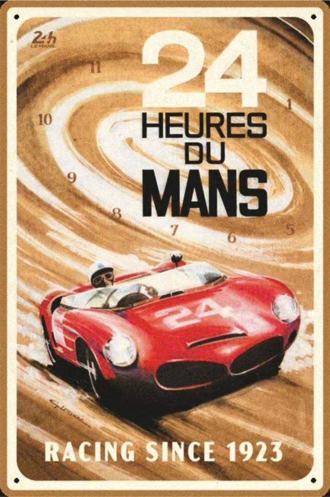 Le Mans 1963 rode auto relief reclamebord van metaal deco, Ophalen of Verzenden, Nieuw, Auto's
