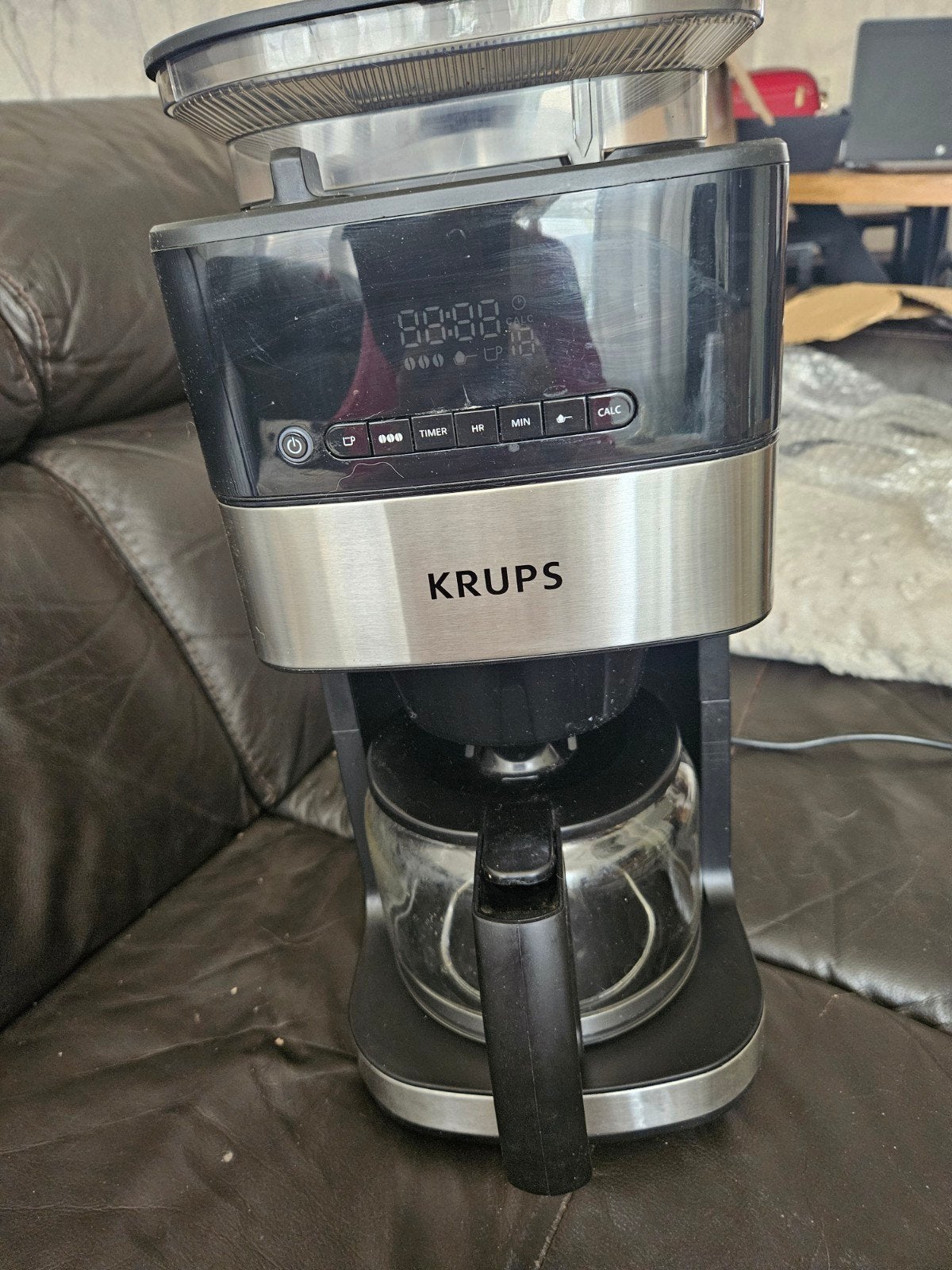 Koffiemachine met bonenmaler en timer, Ophalen, Gebruikt, Koffiemachine, Koffiebonen