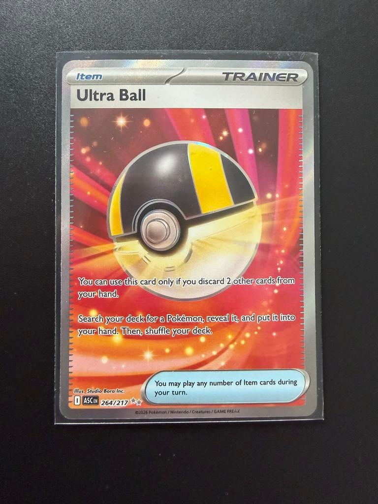 Pokémon TCG: Ultra Ball Trainer Kaart (ASCEN 264/217), Ophalen of Verzenden, Zo goed als nieuw, Losse kaart