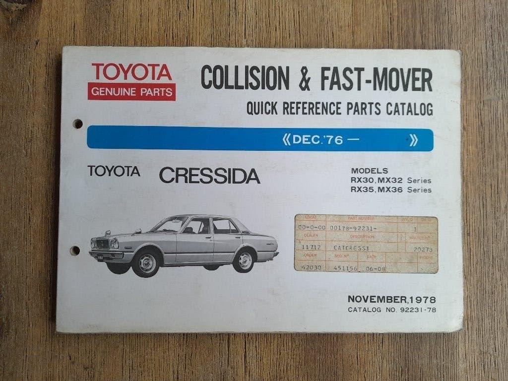 ONDERDELEN CATALOGUS - ORIGINEEL - TOYOTA CRESSIDA RX & MX, Verzenden