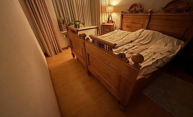 Grenen lits jemaux 2 x 2 meter., Ophalen, Gebruikt, Overige maten, Beige