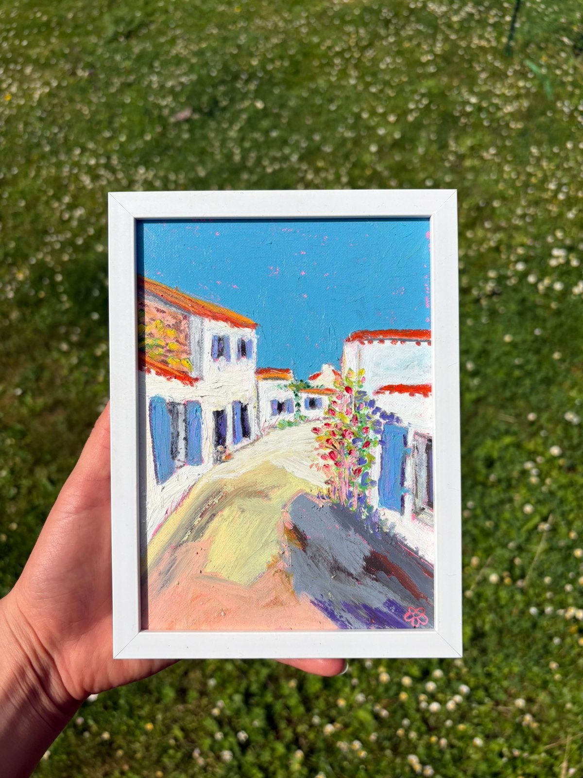 Handgemaakt schilderij oliepastel decoratie, Ophalen of Verzenden