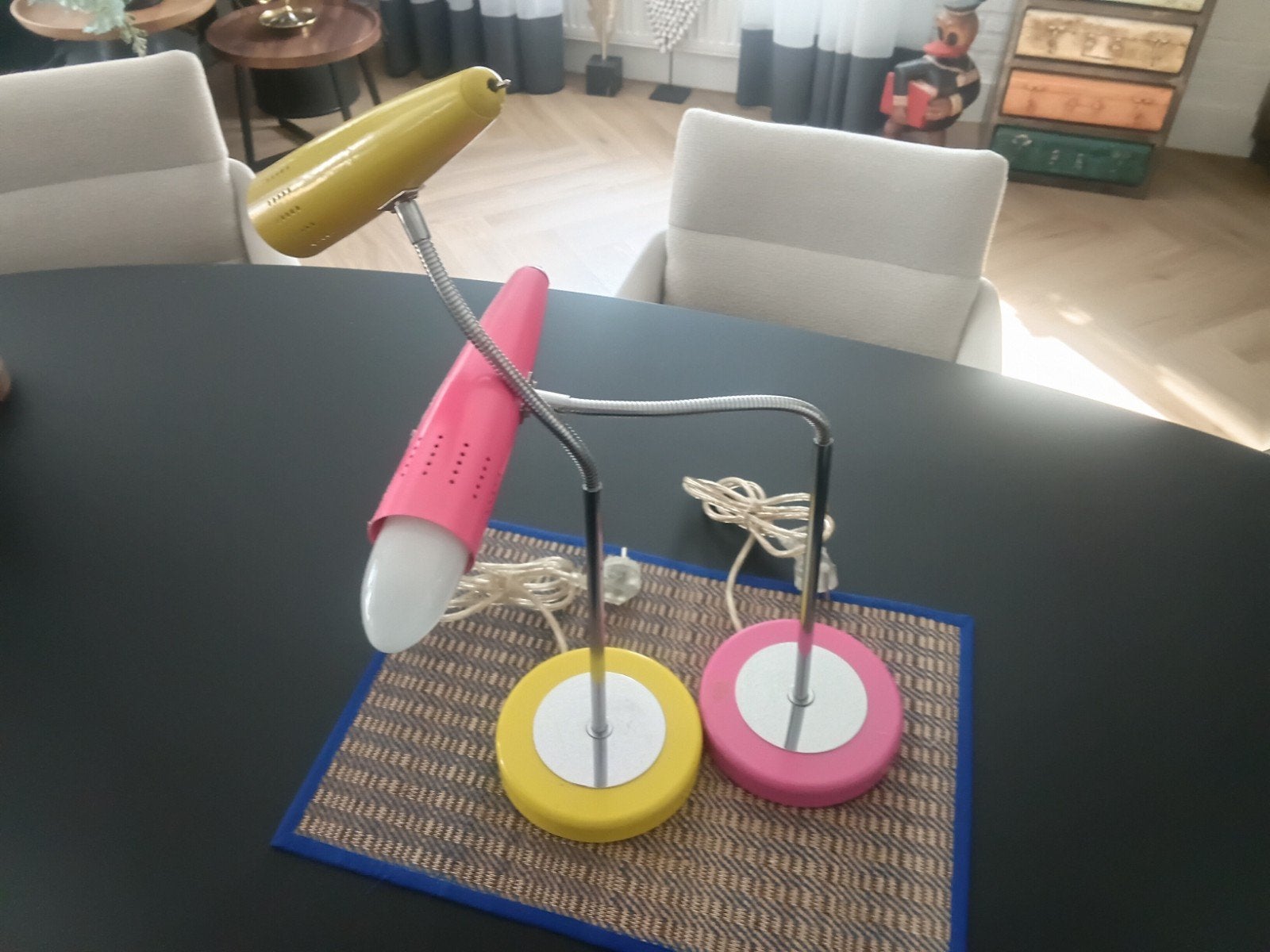 Vintage bureaulampen set - Geel & Roze, Ophalen of Verzenden