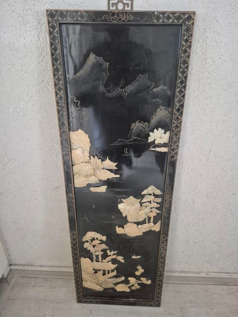Vintage Chinees Lakpaneel met Parelmoer Inlegwerk, Antiek en Kunst, Kunst | Niet-Westerse kunst, Ophalen of Verzenden