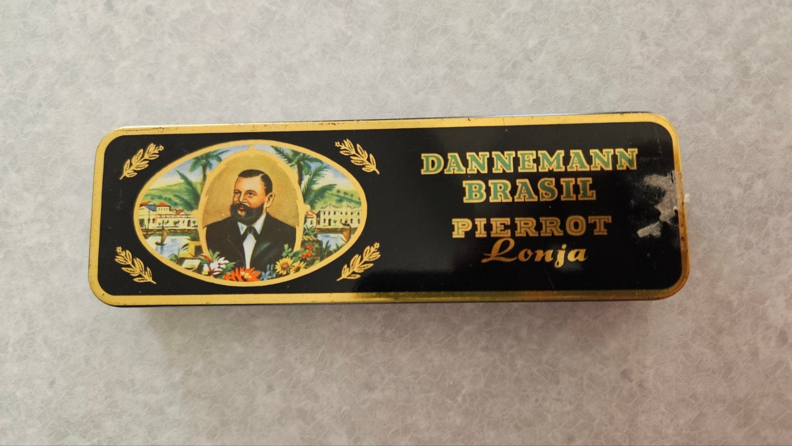 Vintage Dannemann Brasil Pierrot Lonja sigarenblikje, Verzamelen, Ophalen of Verzenden, Gebruikt, Overige, Overige merken