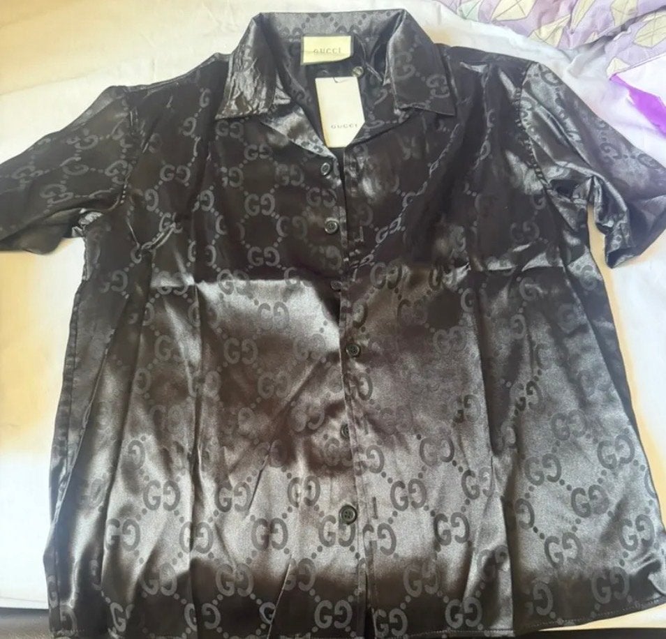Gucci Monogram Zijden Overhemd Zwart, Kleding | Heren, Ophalen of Verzenden, Nieuw, Zwart, Overige halswijdtes