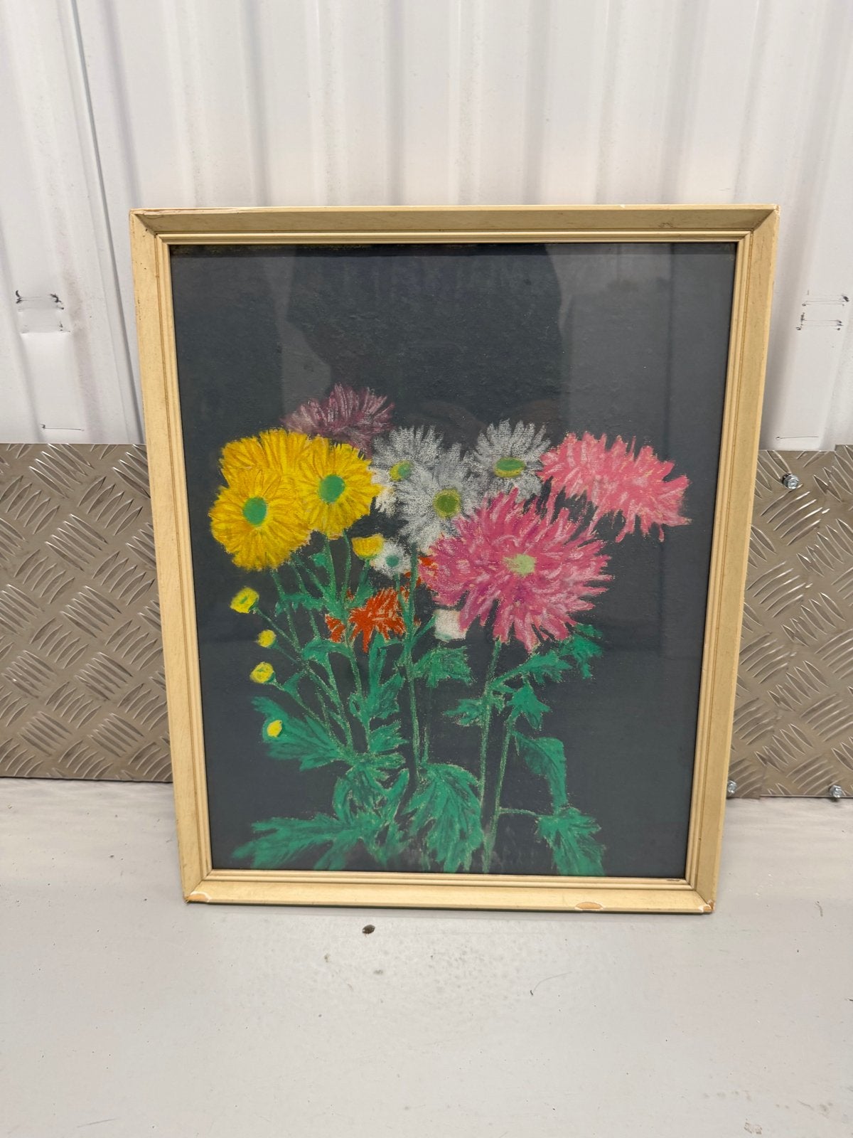 Kleurrijk bloemenschilderij in lijstenhandel Petri, Realistisch, Papier, Ingelijst, Pastel