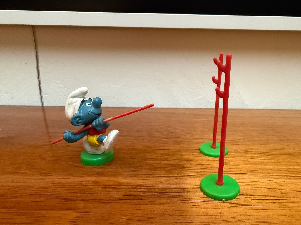 Polsstokspringer Smurf (incompleet), Ophalen of Verzenden, Gebruikt, Overige Smurfen, Poppetje, Figuurtje of Knuffel