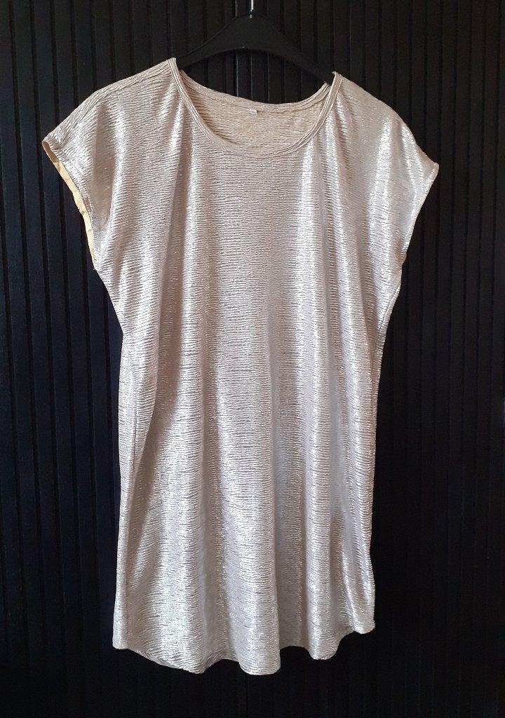 Gouden glitter top maat 42, Kleding | Dames, Maat 42/44 (L), Ophalen of Verzenden, Korte mouw, Goud