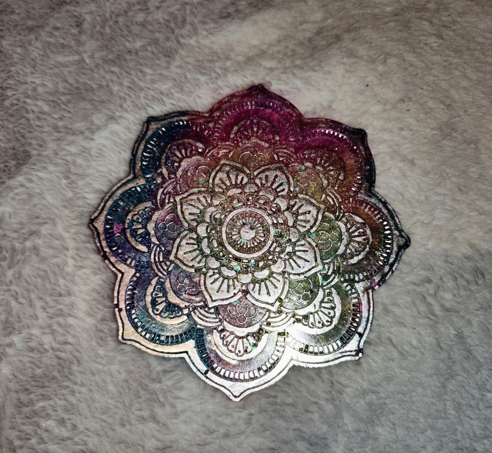 Kleurrijke Mandala Onderzetter van Epoxyhars, Meerkleurig, Overige materialen, Overige stijlen, Nieuw