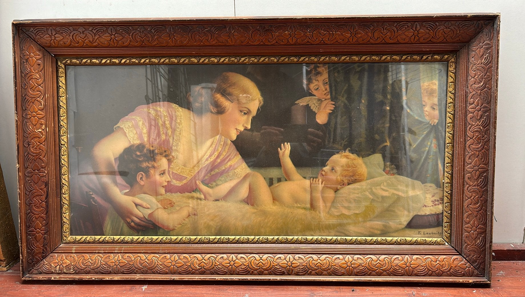 Print met mooie oude lijst, Antiek en Kunst, Kunst | Schilderijen | Klassiek, Ophalen, Oud hollands, Overige onderwerpen, Achter glas