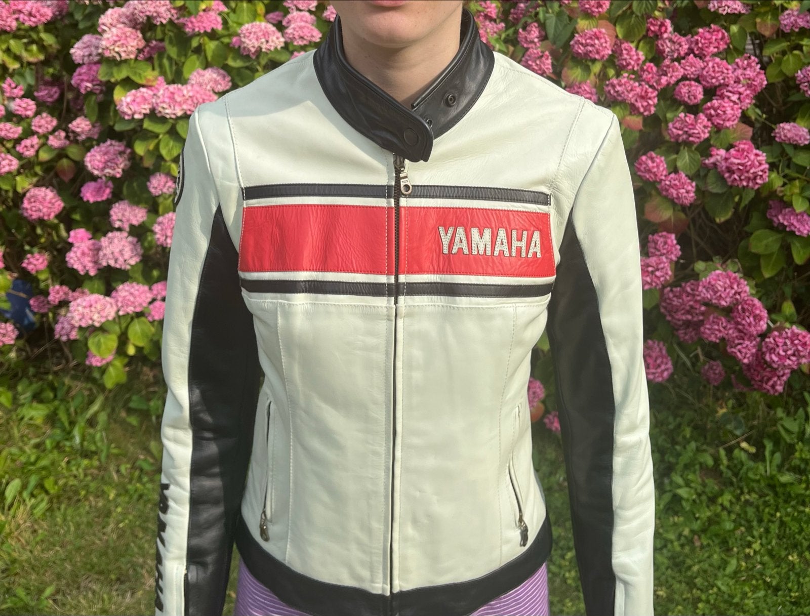 Yamaha Leren Motorjas - Vintage Stijl, Motoren, Ophalen of Verzenden, Tweedehands, Dames, Jas | leer