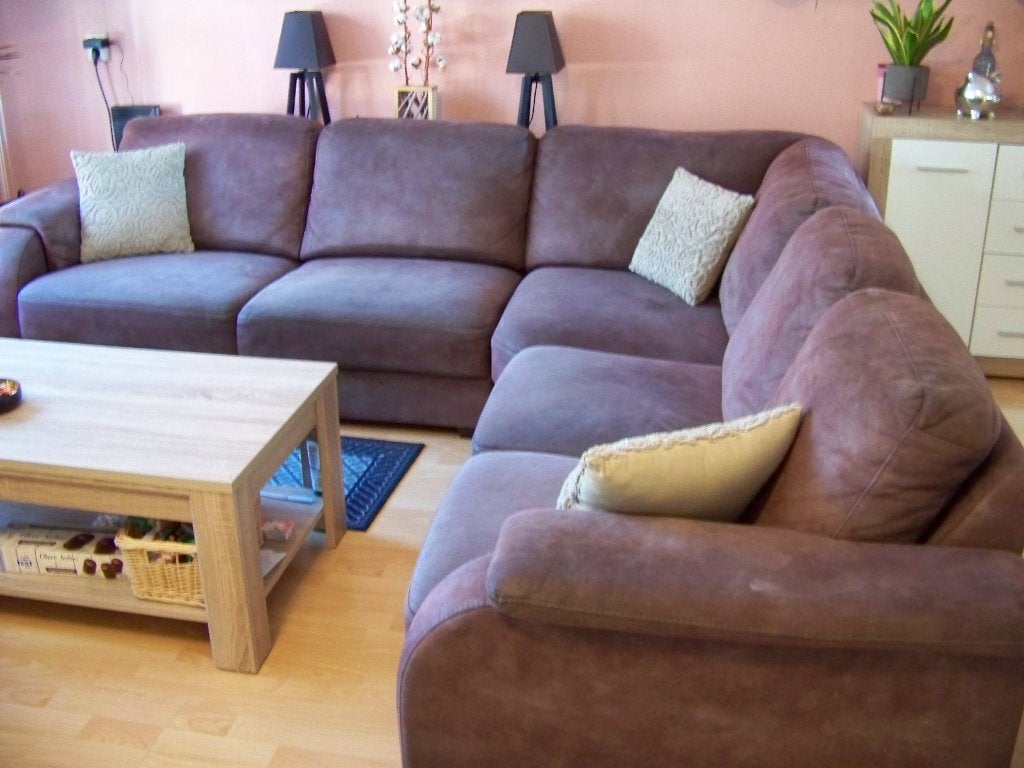 GROTE STEVIGE STOFFEN HOEKBANK, Huis en Inrichting, Ophalen, 250 tot 300 cm, Gebruikt, Minder dan 75 cm