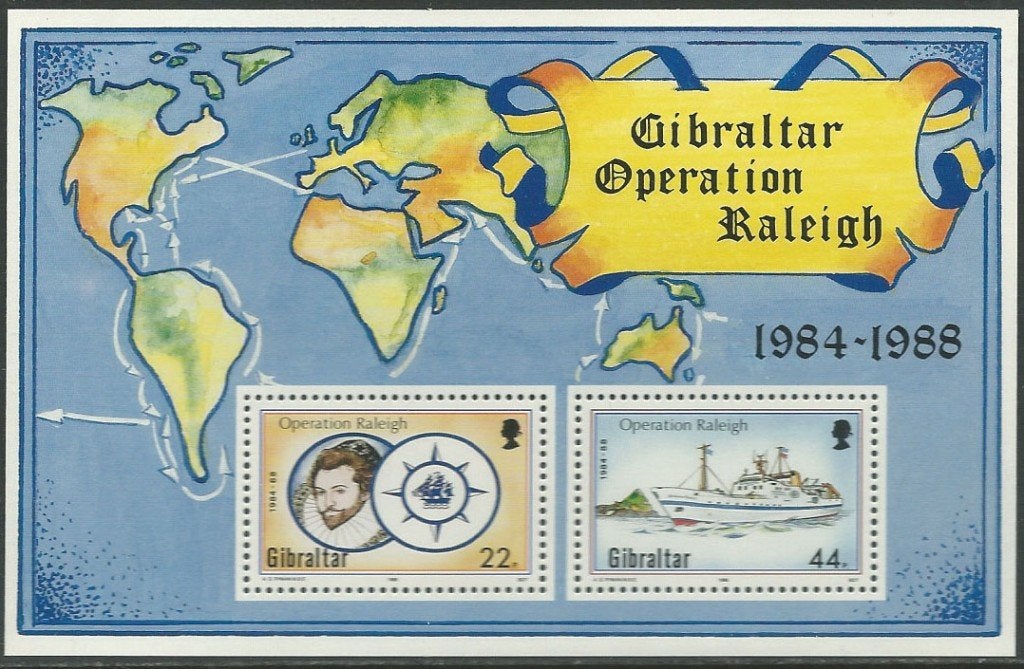 GIBRALTAR 1988 Operatie Raleigh/Schip Blokje, Postfris., Verzenden, Overige landen, Postfris