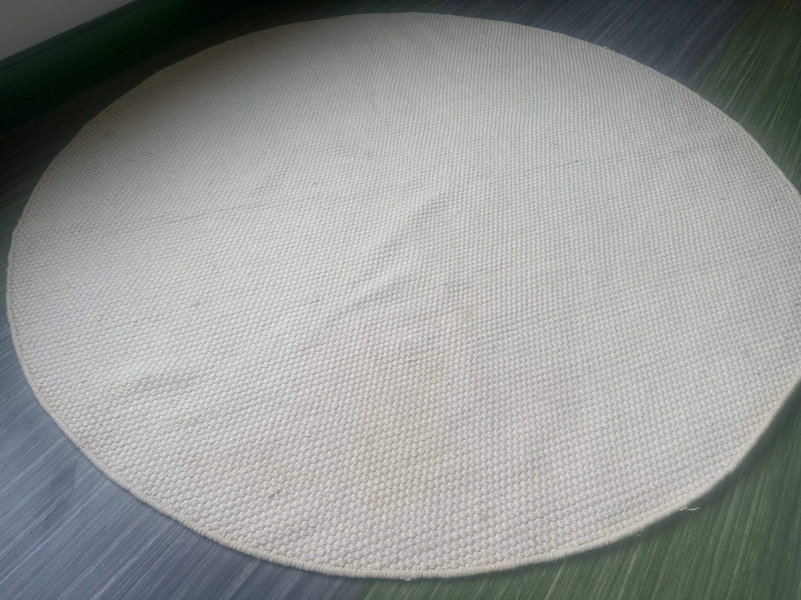 Vloerkleed wol, cremekleurig, Huis en Inrichting, Gebruikt, Rond, 200 cm of meer, Ophalen of Verzenden