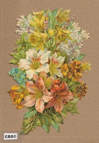Narcissen en Lelies in boeket poezieplaatjes 5076, Ophalen of Verzenden