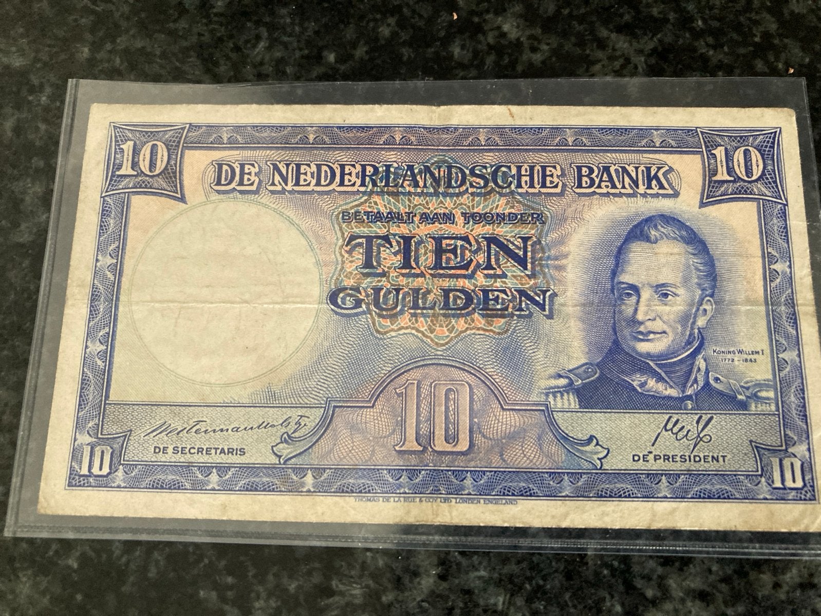 Zeldzaam 10 Gulden biljet uit 1945 - Koning Willem I, Ophalen of Verzenden, 10 gulden, Los biljet
