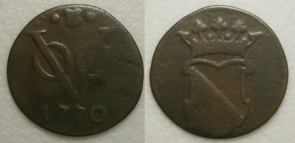 PD11377 Utrecht VOC ½ Duit 1770, Postzegels en Munten, Munten | Nederland, Ophalen of Verzenden, Vóór koninkrijk, 1 cent, Losse munt