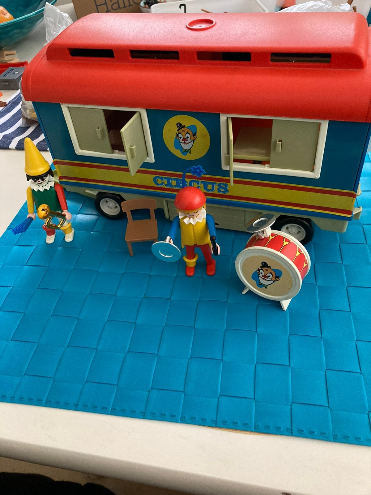 Vintage: Playmobil circus trailer clowns, Ophalen of Verzenden, Gebruikt, Complete set, Overige typen