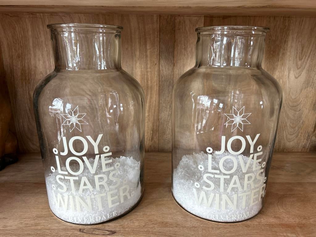 Windlicht / Decoratie Vaas - Riverdale Winter, Ophalen, Gebruikt, Wit, Glas