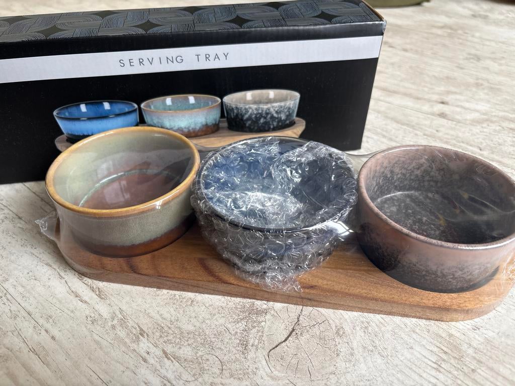 Jens Living - Serving Tray met 3 schaaltjes - Nieuw in doos, Huis en Inrichting, Keuken | Keukenbenodigdheden, Ophalen of Verzenden