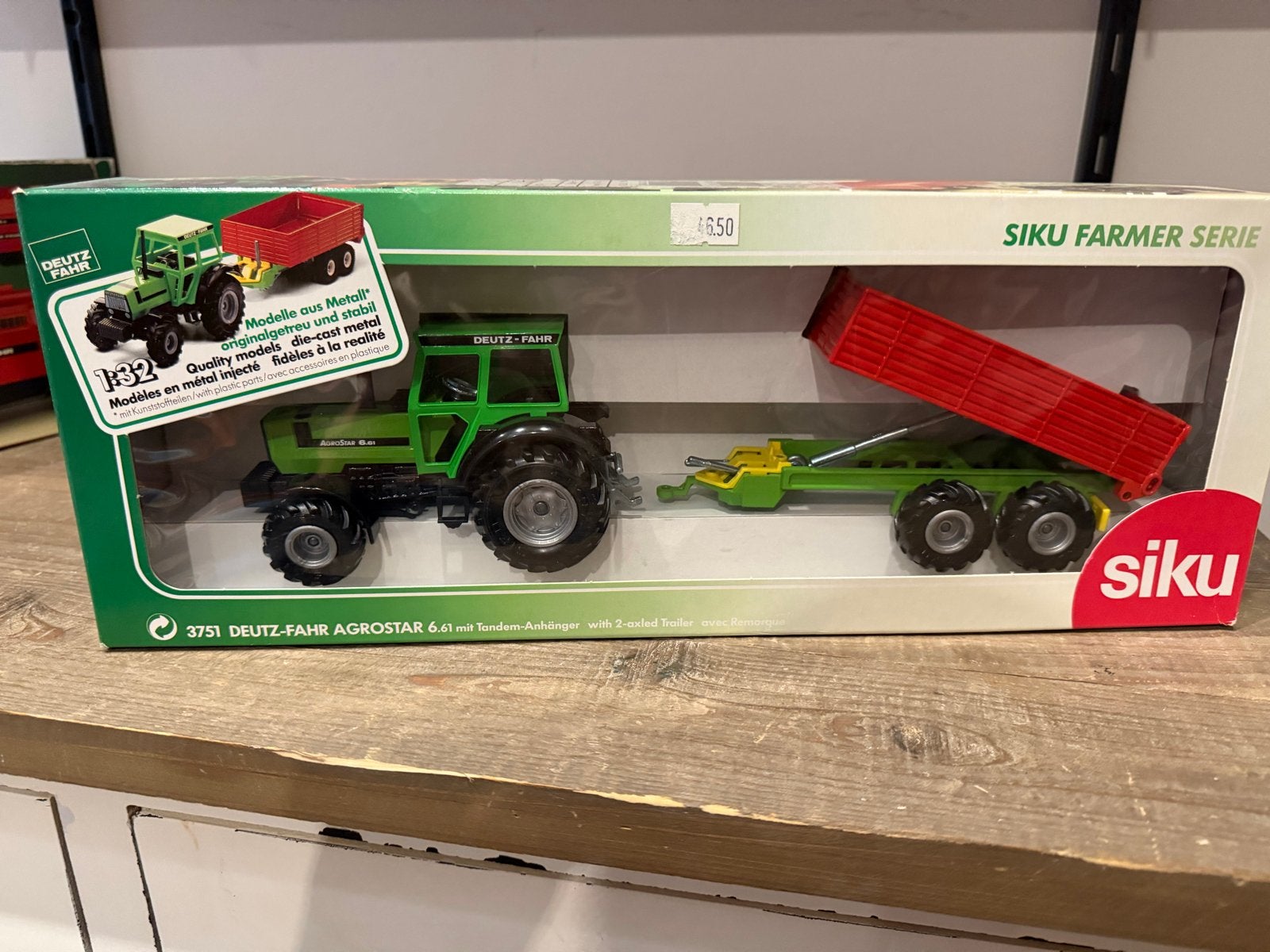Siku Deutz Fahr Agrostar 6.61 met Tandem-Aanhänger, Ophalen, Nieuw