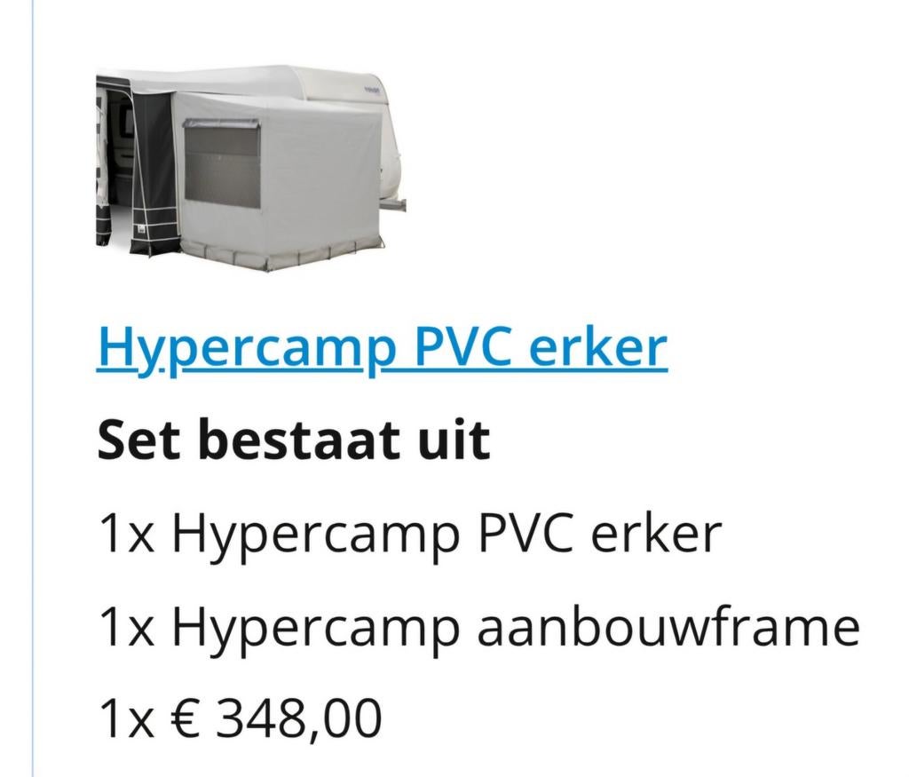 Hypercamp PVC erker met aanbouwframe, Ophalen