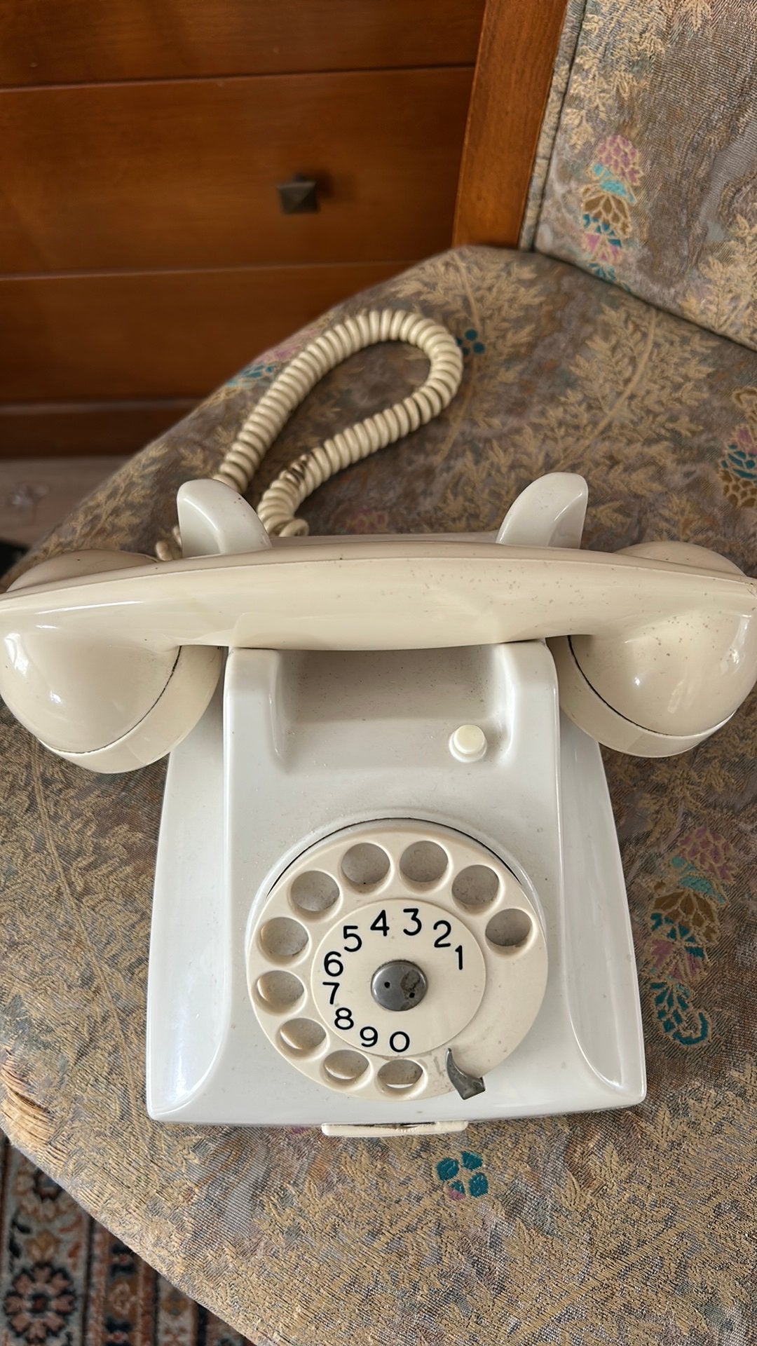 Oude telefoon, wit, Ophalen of Verzenden, Gebruikt, Met draaischijf