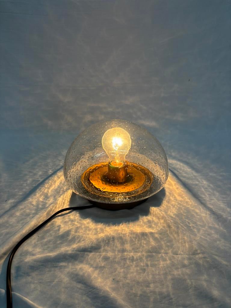 Vintage spikkel bubbel spage age plafondlamp van Hillebrand, Ophalen of Verzenden, Gebruikt, Glas