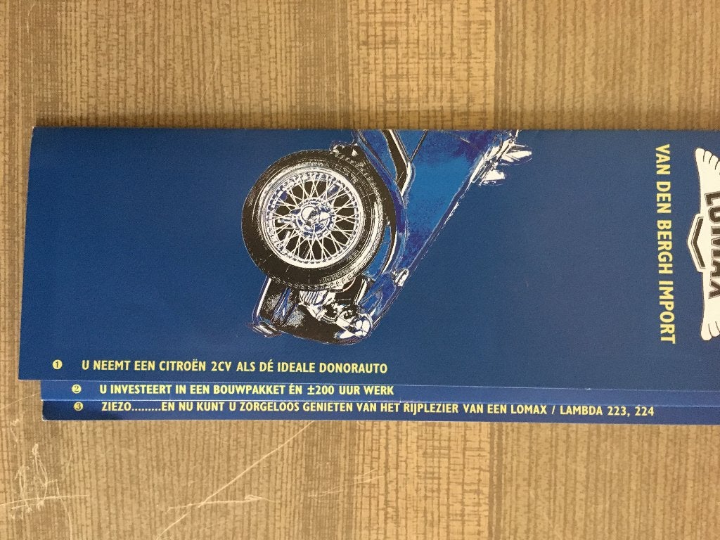 Lomax brochure folder Van den Bergh - op Citroën 2CV Eend, Ophalen of Verzenden, Zo goed als nieuw, Citroën