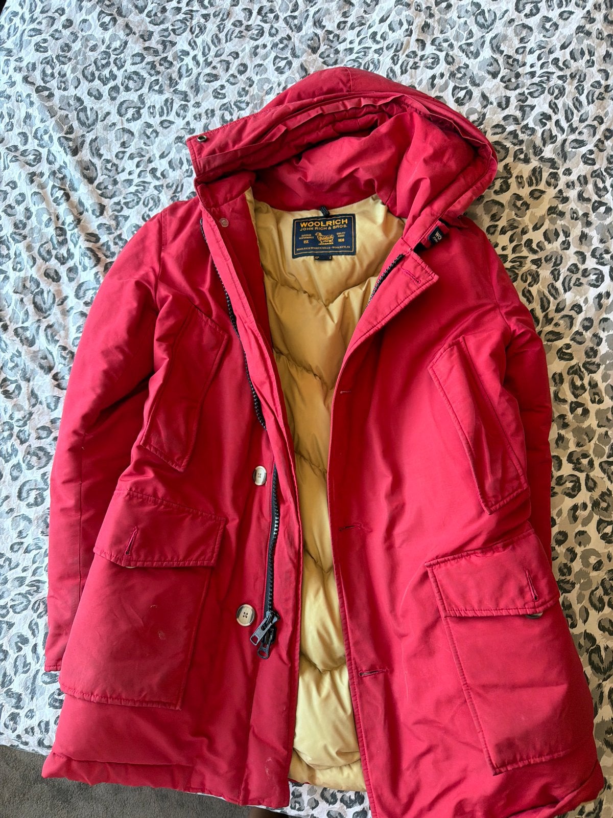 Woolrich Arctic Parka Rood - Maat S/M, Ophalen of Verzenden, Gedragen, Maat 36 (S), Rood