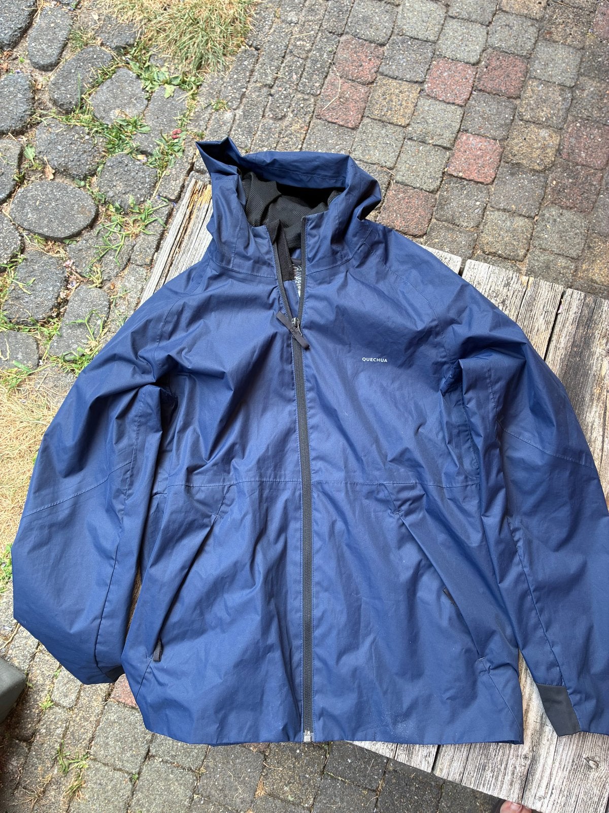 Quechua Regenjas - Blauw (Maat 151-160 cm), Ophalen of Verzenden, Zo goed als nieuw, Overige maten, Blauw