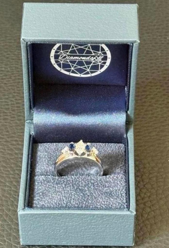 Gouden ring met natuurlijke diamant/ saffier met certificaat, Nieuw, Ophalen of Verzenden, 17 tot 18, Met edelsteen