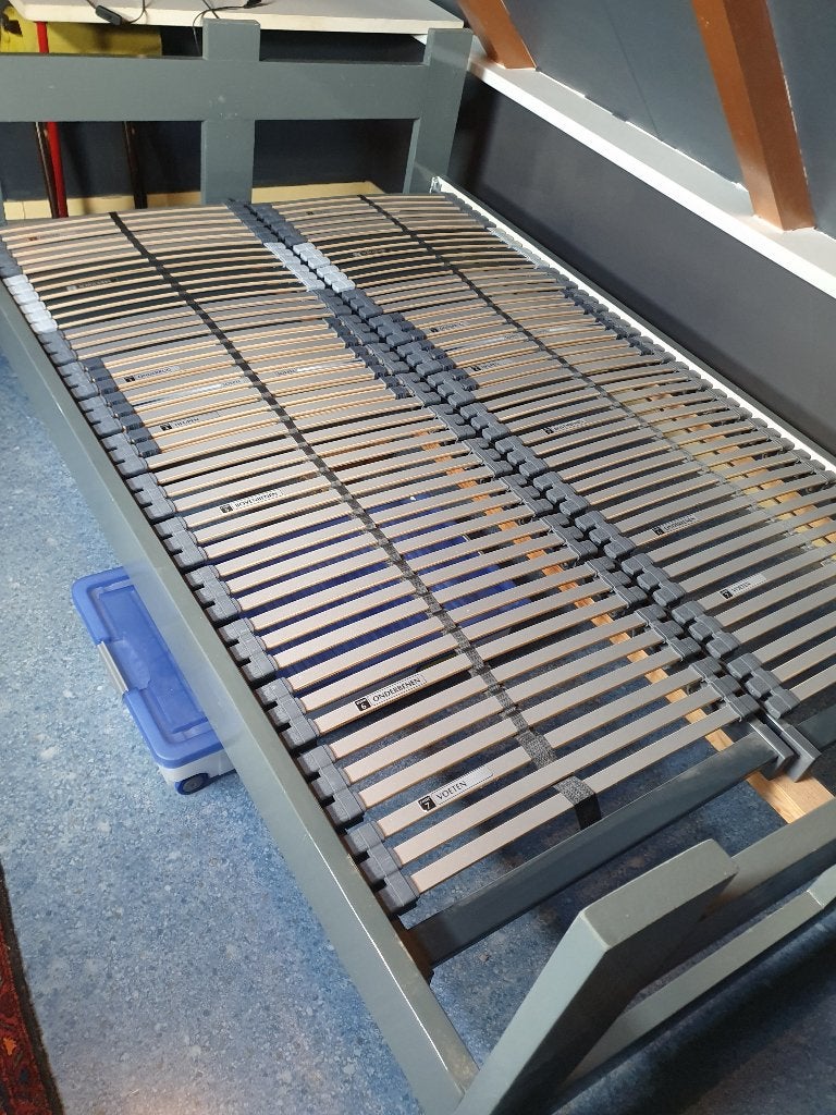 bedombouw met lattenbodems, Ophalen, Gebruikt, 210 cm, Tweepersoons
