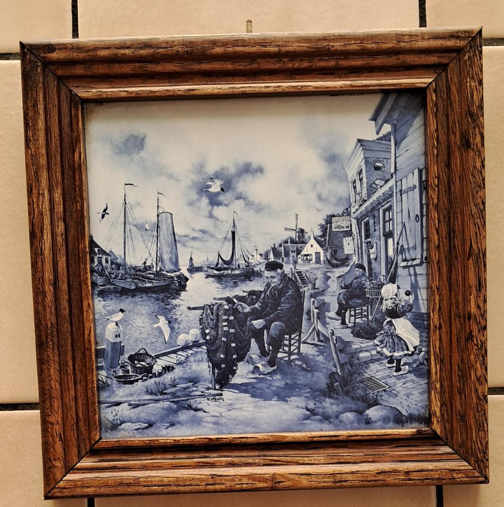 Delfts blauwe wandtegel met nautische scene, Antiek en Kunst, Ophalen