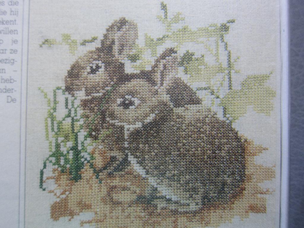 borduurpatroon Thea Gouverneur telpatroon duinpan Konijntjes, Hobby en Vrije tijd, Borduren en Borduurmachines, Ophalen of Verzenden
