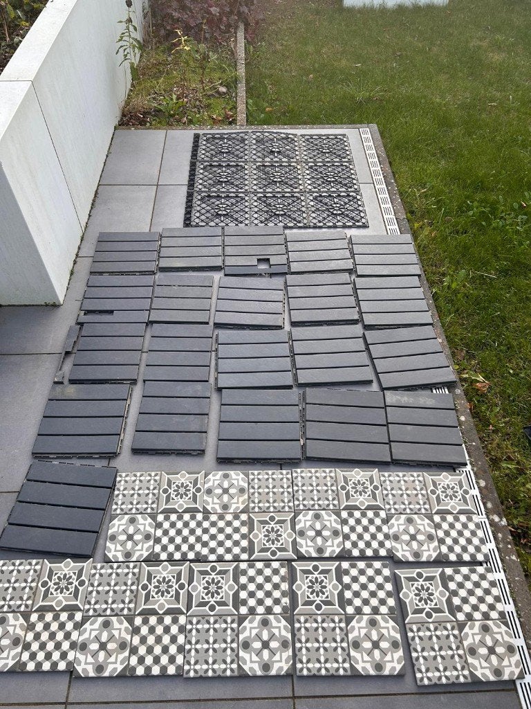 IKEA RUNNEN & MÄLLSTEN vlonderteg. – 30 stuks +raster €75,-, Tuin en Terras, Ophalen, Zo goed als nieuw, Overige materialen