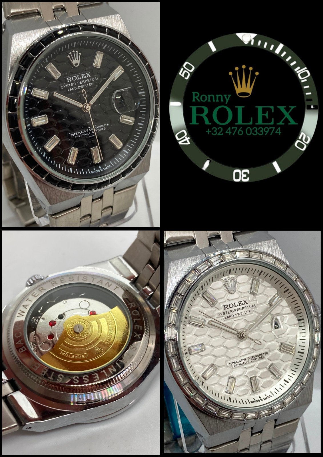 ROL LNDW zilver met diamond bezel, Ophalen of Verzenden, Waterdicht, Nieuw, Zilver
