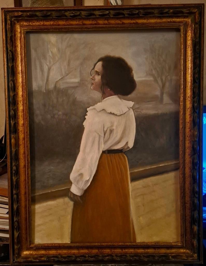 Schilderij ingelijst, 43x96 cm olieverf, Ophalen of Verzenden