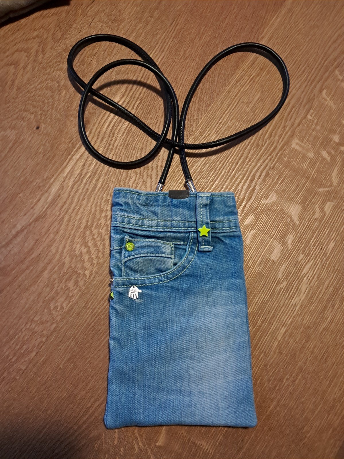 Unieke spijkerstof telefoonhoesje met koord, Ophalen of Verzenden, Zo goed als nieuw, Blauw, Overige typen