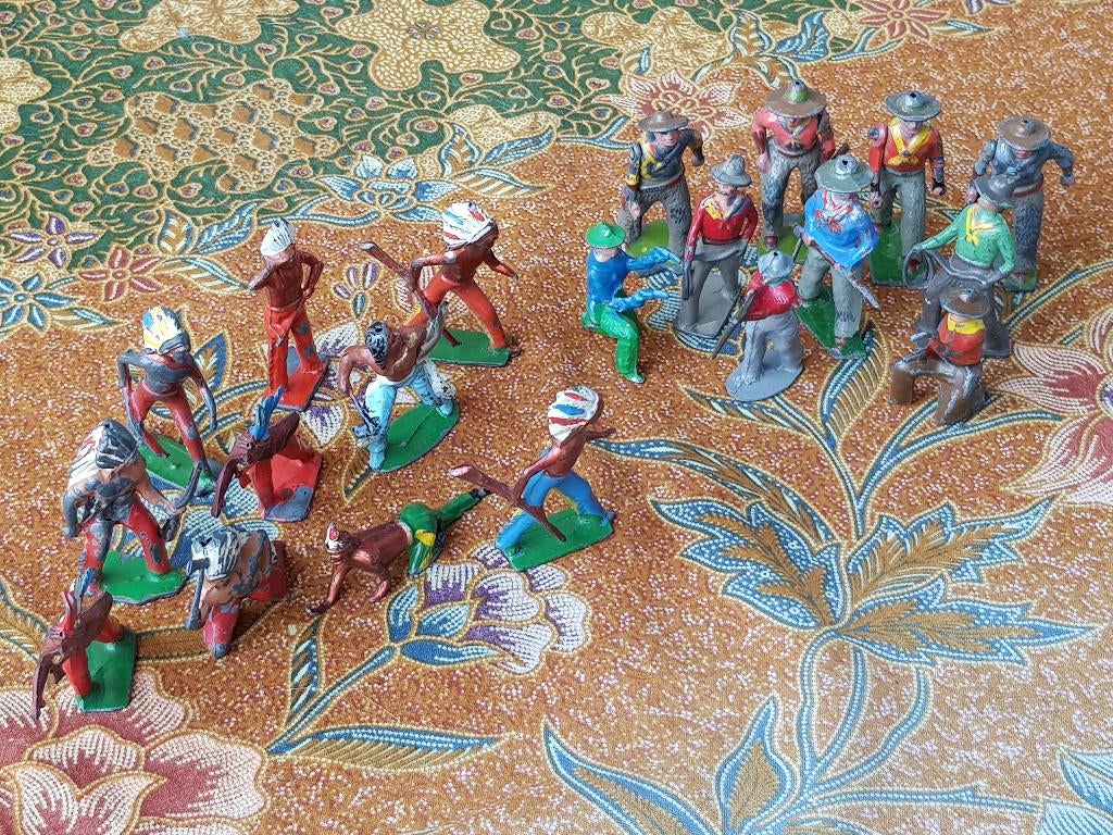 20 cowboys en Indianen mooi oud Engels speelgoed van tin., Ophalen of Verzenden