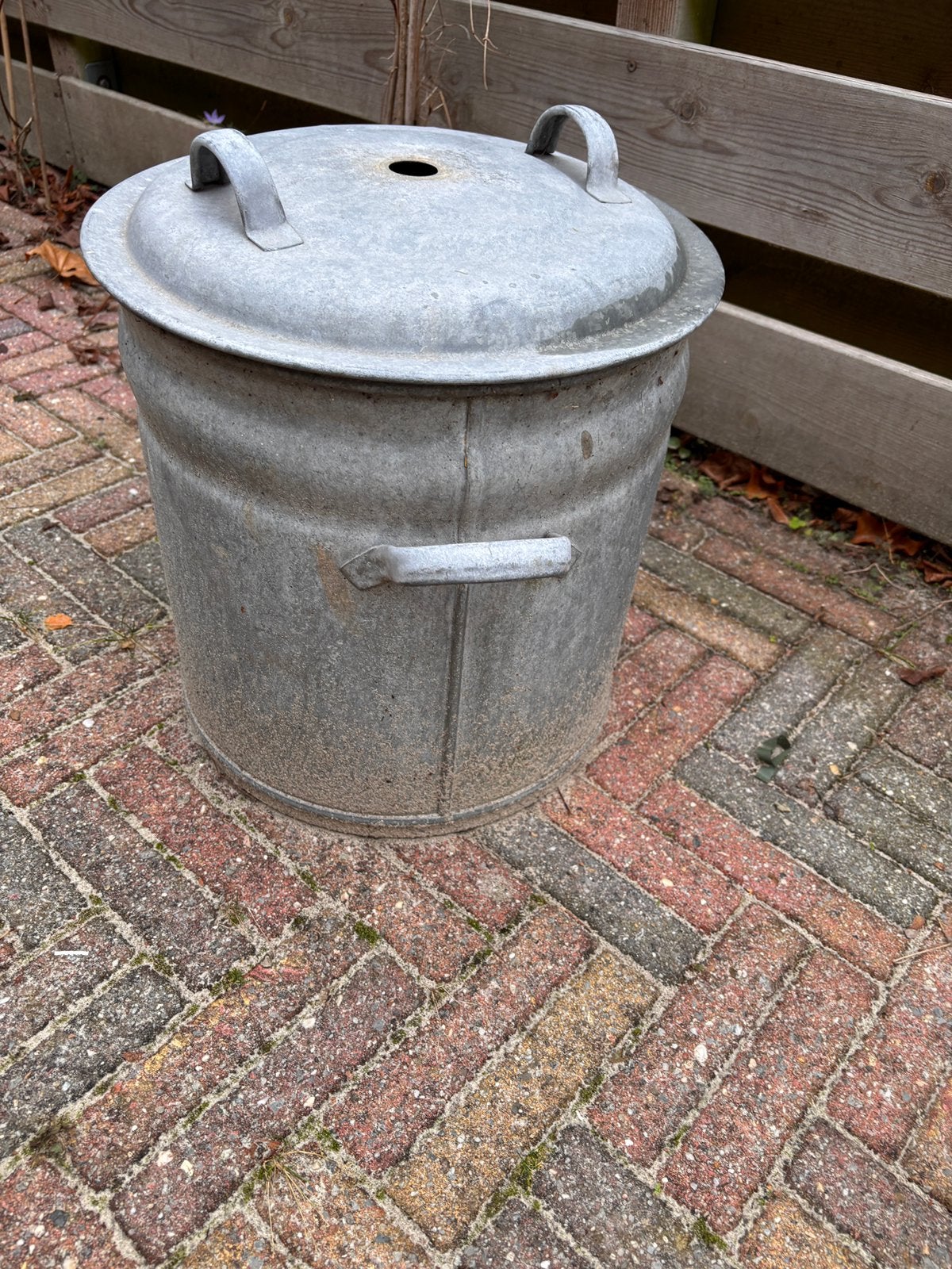 Zinken emmer met deksel., Tuin en Terras, Ophalen, Gebruikt