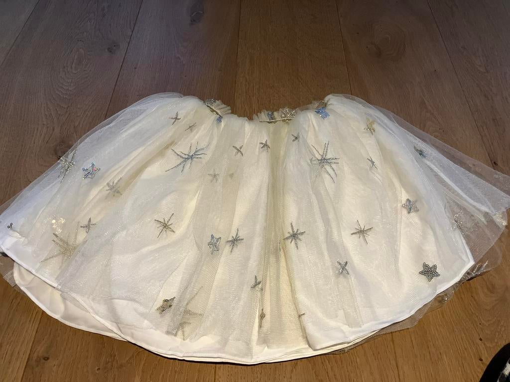 Wit rokje met zilveren sterren 8 jaar, Ophalen, Zo goed als nieuw, Meisje, Jurk of Rok