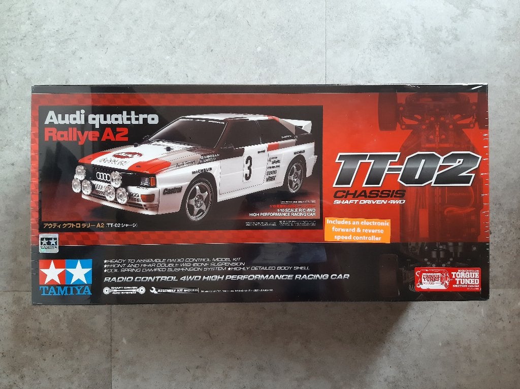 Tamiya 58667 RC Audi Quattro Rallye A2 TT-02 Nieuw, Hobby en Vrije tijd, Elektro, Nieuw, Ophalen of Verzenden, Schaal 1:10