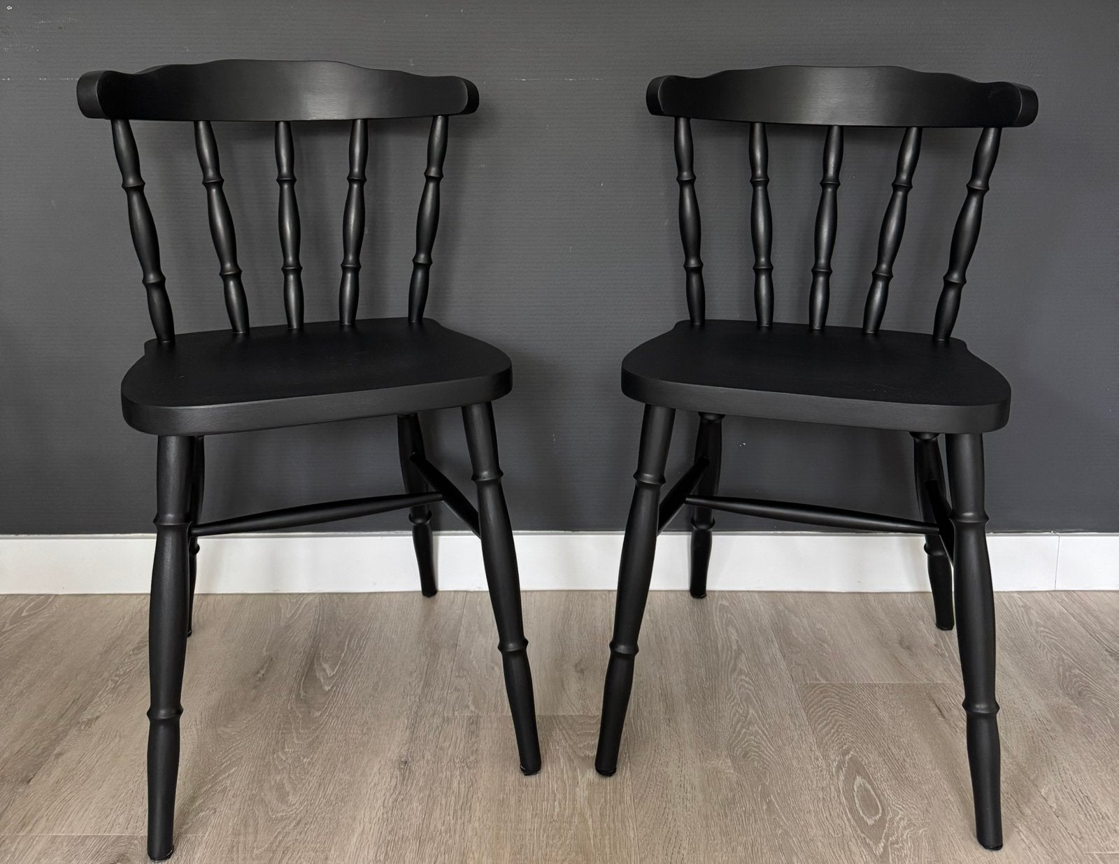 2 zwarte stoelen., Huis en Inrichting, Stoelen, Ophalen, Zo goed als nieuw, Zwart, Twee