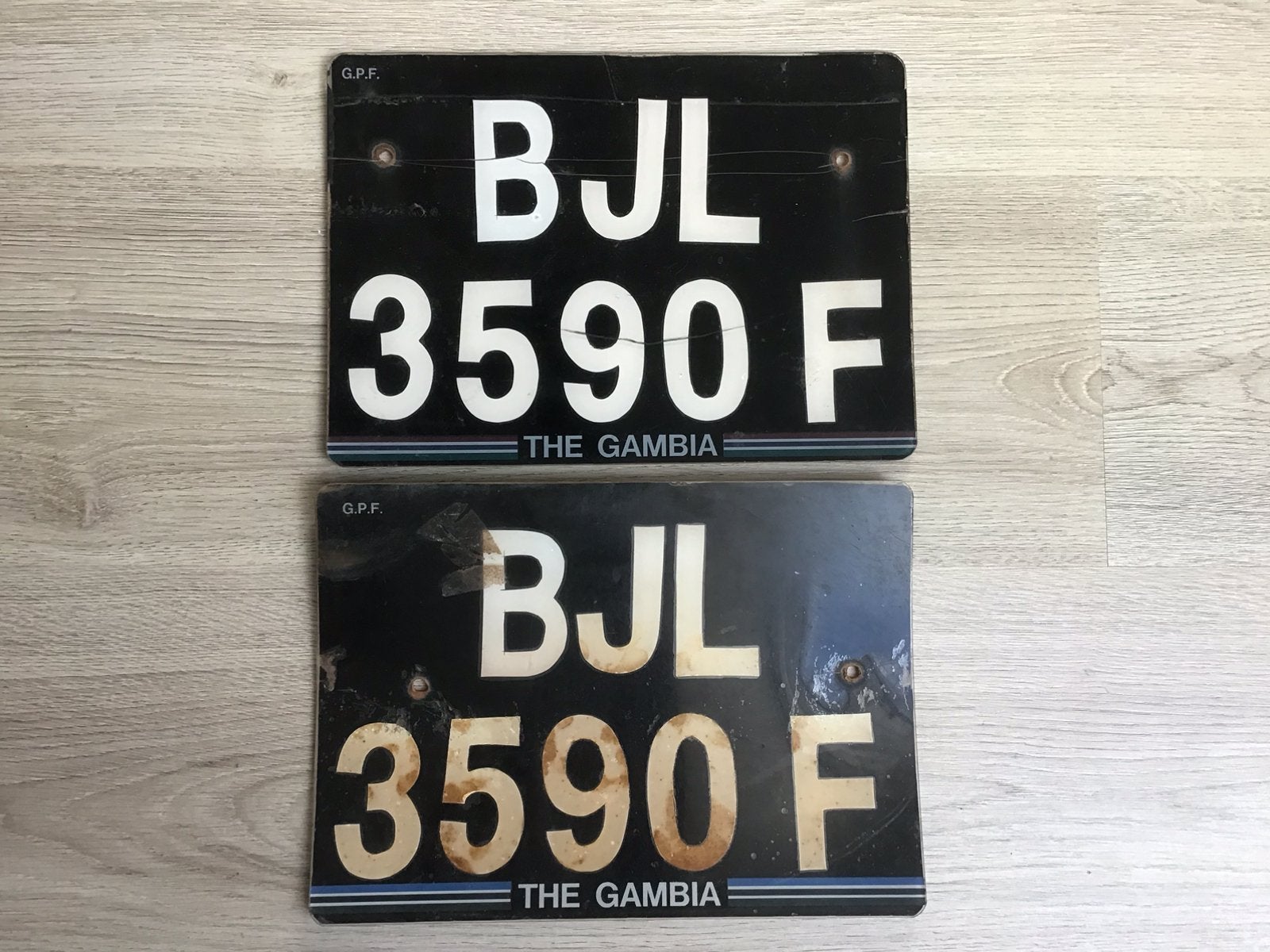 Kentekenplaat nummerplaat set Gambia Banjul, Ophalen of Verzenden, Gebruikt, Auto's